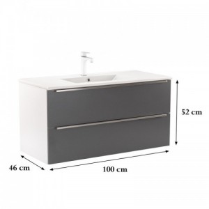 Vario Trim 100 alsó szekrény mosdóval fehér-antracit
