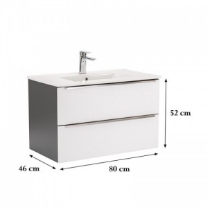 Vario Trim 80 alsó szekrény mosdóval antracit-fehér