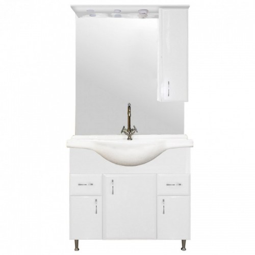 Bianca Plus 85 komplett fürdőszobabútor, magasfényű fehér színben, jobbos nyitási irány