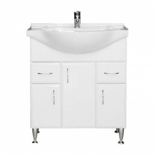 Bianca Plus 75 alsó szekrény mosdóval, magasfényű fehér színben