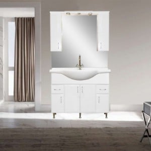 Bianca Plus 105 fürdőszoba bútor felsőszekrény, magasfényű fehér színben