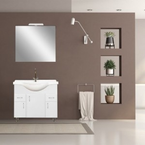 Bianca Prime 85 komplett fürdőszobabútor, magasfényű fehér színben