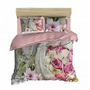 Pearl kétszemélyes ágynemű huzat szett rózsaszín, zöld, fehér