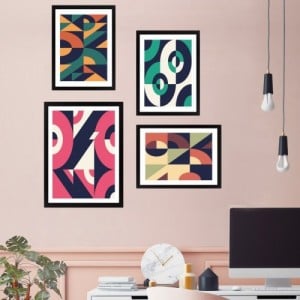 Lulu színes keretezett dekor festmény (4 darab)