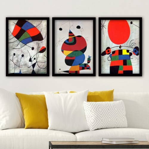 Lulu színes keretezett dekor festmény (3 darab)