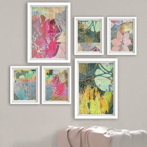 Lulu színes keretezett dekor festmény (6 darab)