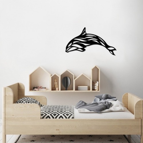 Dolphin fekete fém fali dekor