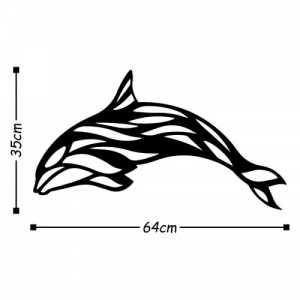 Dolphin fekete fém fali dekor