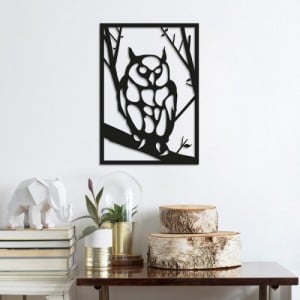 Owl fekete fém fali dekor