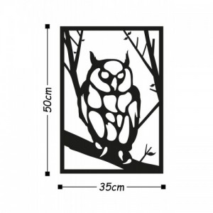 Owl fekete fém fali dekor