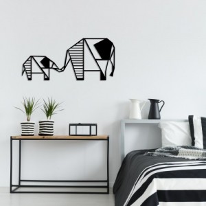 Elephant 3 fekete fém fali dekor