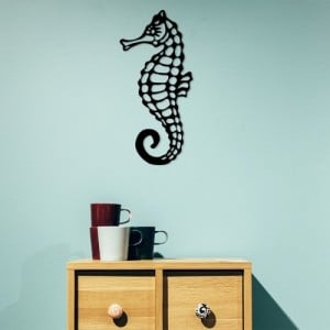 Seahorse fekete fém fali dekor