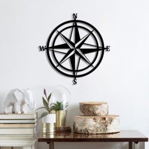 Compass fekete fém fali dekor