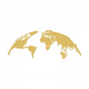 World Map Medium arany fém fali dekor