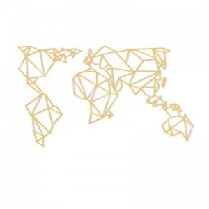 World Map Metal Decor arany fém fali dekor