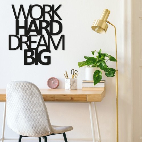 Work Hard Dream Big fekete fém fali dekor