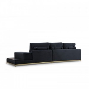 Line Lerakó asztallal fekete négyszemélyes kanapé