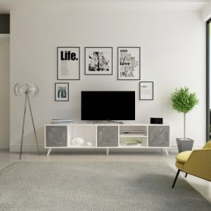 Sinef fehér-antracitszürke tv állvány 180 x 45 x 29 cm