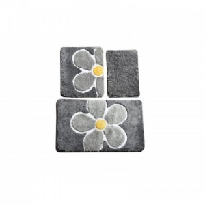 Flower Grey fürdőszobaszőnyeg 3 darabos szett