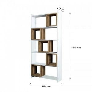 Box fehér-dió könyvespolc 80 x 22 x 170 cm