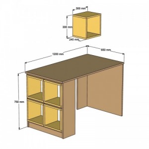 Box dió-sárga íróasztal 120 x 65 x 75 cm