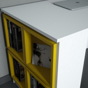 Box fehér-sárga íróasztal 120 x 65 x 75 cm