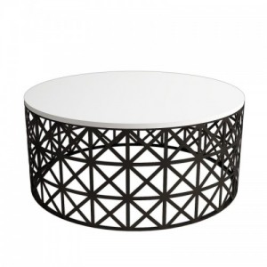 Selin Metal fehér-fekete dohányzóasztal 90 x 90 x 38 cm