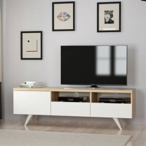 Bruksel tölgy-fehér tv állvány 150 x 35 x 46 cm