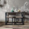 Bahar fenyő-fekete asztal és szék szett (3 darab)