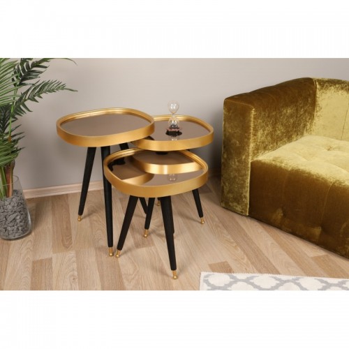 Alys arany-fekete egymásba rakható asztal