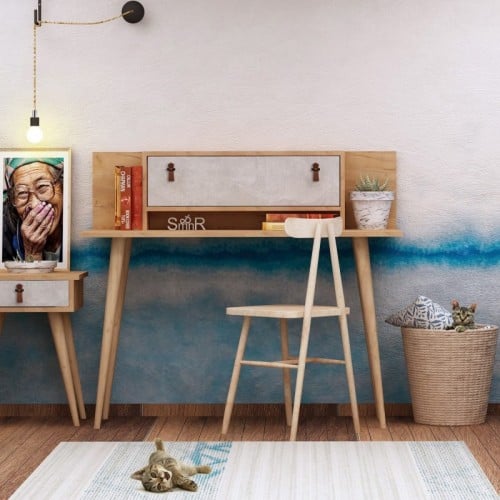 Soojin tölgy-fehér íróasztal 120 x 107 x 60 cm