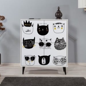 Cats fehér-fekete-sárga szekrény 95 x 111 x 36 cm