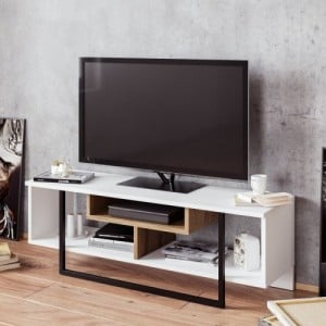 Asal fehér-fekete-tölgy tv állvány 119 x 40 x 35 cm