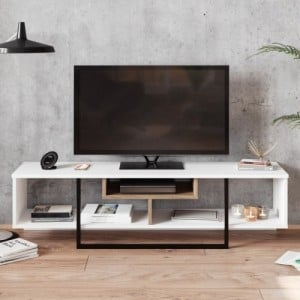 Asal fehér-fekete-tölgy tv állvány 149 x 40 x 35 cm