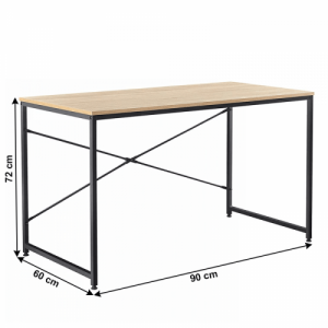 Íróasztal tölgy|fekete, 90x60 cm, MELLORA