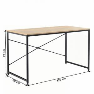 Íróasztal tölgy|fekete, 120x60 cm, MELLORA