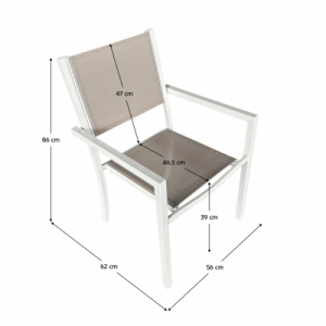 Kerti rakásolható szék, fehér acél|világosszürke, DORIO