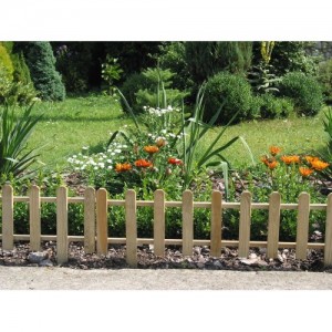 ROJAPLAST fenyőfából készült virágágyás kerítés, natúr - 100 cm