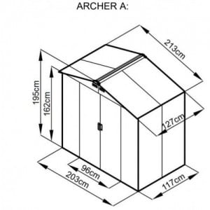 ROJAPLAST Archer &quot,A&quot, grey fém kerti ház, tároló - 213 x 127 x 195 cm, szürke