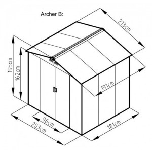 ROJAPLAST Archer &quot,B&quot, grey fém kerti ház, tároló - 213 x 191 x 195 cm, szürke