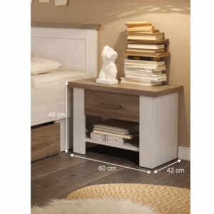 Hálószoba bútor készlet (ágy, 2 éjjeliszekrény, szekrény), pínia fehér| tölgy sonoma trufla, LUMERA