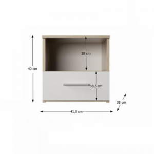 Hálószoba garnitúra (ágy 180x200 cm), tölgy sonoma|fehér, GABRIELA NEW
