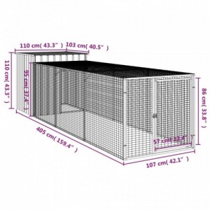 Antracitszürke horganyzott acél tyúkketrec 110x405x110 cm