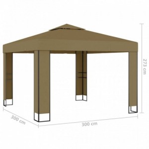 Tópszínű dupla tetős pavilon 3 x 3 x 2,7 m 180 g|m²