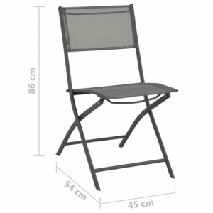 4 db szürke összecsukható acél és textilén kültéri szék