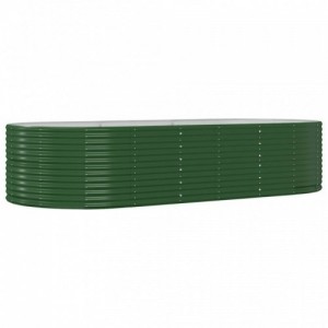 Zöld porszórt acél kerti magaságyás 291 x 140 x 68 cm