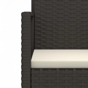 3 részes fekete polyrattan kültéri ülőgarnitúra párnákkal