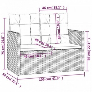 4 részes fekete polyrattan kültéri ülőgarnitúra párnákkal