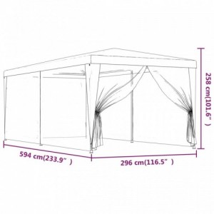 Kék HDPE rendezvénysátor 6 hálós oldalfallal 3 x 6 m