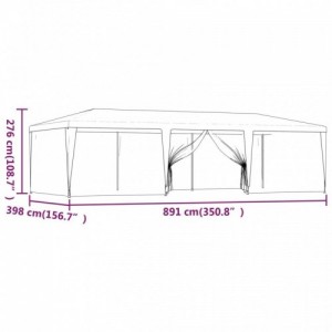 Kék HDPE rendezvénysátor 8 hálós oldalfallal 9 x 4 m